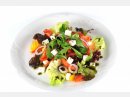 Greek Mixed Salad with Olives, Feta Cheese, Olive Oil and Sweet Basil