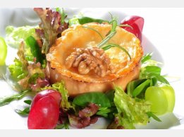 Delicate Goaty Cheese with Honey on Bed of Lettuce